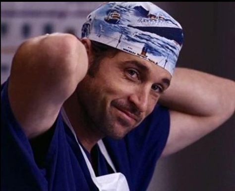 Favorite Scrub Cap ~ Dr. Derek S We got out at lyk 545 this morning hepherd's "Ferry Boats" Dr Shepherd, Patrick Dempsy, Dr Mcdreamy, Derek Shepard, Derek And Meredith, Mc Dreamy, Greys Anatomy Derek, Gray's Anatomy, Derek Shepherd