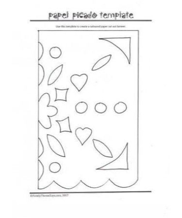 Papel Picado Template PDF - Free Download (PRINTABLE) Papel Picado Crafts For Kids, Diy Ofrenda Decorations, Paper Picado Diy, Paper Picado Template, How To Make Papel Picado, Mexico Crafts For Kids, Sombrero Template, Papel Picado Diy, Coco Crafts