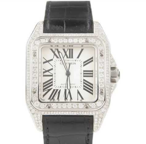 Cartier Santos 100 Xl, Cartier Santos 100, Cartier Santos, Modern Watches, Cartier Men, Square Watch, Diamond Watch, Leather Band, Modern Jewelry