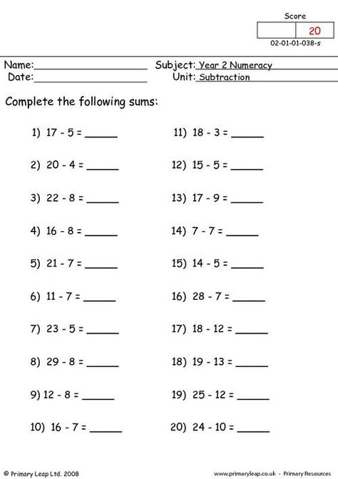 Numeracy: Subtraction | Worksheet | PrimaryLeap.co.uk Nearest 10 Worksheet, Ks1 Maths Worksheets, Year 2 Maths Worksheets, Fraction Worksheet, Rounding To The Nearest 10, Rounding Worksheets, Math Subtraction Worksheets, Year 2 Maths, Math Division Worksheets