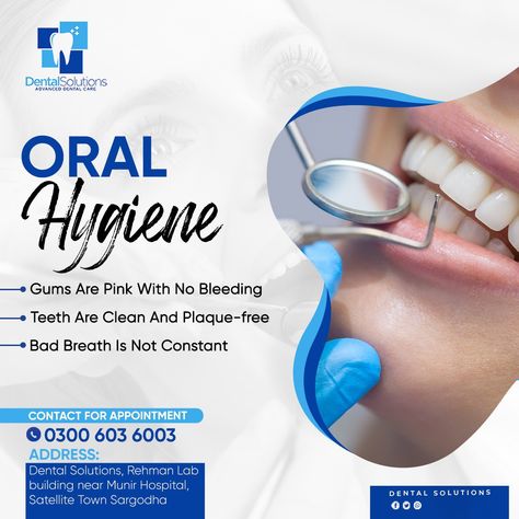 Maintaining oral hygiene is crucial for healthy teeth and gums. Even after brushing or flossing plaque can be formed and you may suffer from bad breath. Dental Solutions practices state-of-the-art dental procedures for a healthy and clean mouth. Contact Dental Solutions and experience the high-standard dental services in Sargodha. . . . #dentistry #crownandbridge #experience #best #teeth #dentist #dentalcare #teethwhitening #service #dentalsolutions #uniquedental Dental Social Media, Dental Images, Pain Relief Gel, Dental Posts, Dental Photography, Teeth Dentist, Dental Surgeon, Dental Design, Health Post