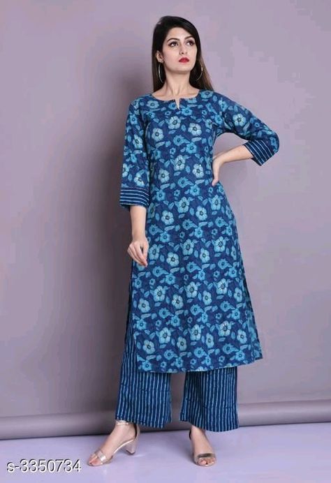 Plan Kurta Design For Women, Plan Kurti Designs Latest, Plan Kurti Design, Kurti Plazo Fashion Styles, Plan Kurti, Palazo Kurti, Plazo Designs Latest Style, Kurti Pair, Kurti Plazo Set