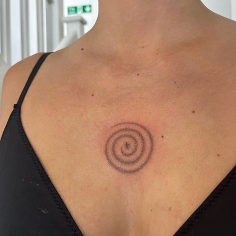 Point Tattoo Dot, Helix Spiral Tattoo, Spiral Tattoo Placement, Spiral Spine Tattoo, Spiral Back Tattoo, Spiral Chest Tattoo, Swirl Tattoo Spirals, Spiral Tattoo Meaning, Spiral Tattoo Ideas