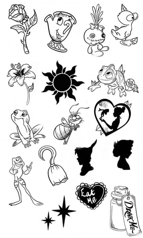 Disney Characters Tattoos, Disney Inspired Tattoos, Disney Sleeve Tattoos, Disney Tattoo Ideas, Disney Nail Art, Tattoo Disney, Disney Sleeve, Disney Princess Tattoo, Princess Tattoo