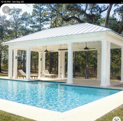 Simple Pavilion, Pool Casita, Pool Pavilion Ideas, Pool Cabana Ideas, C Brandon Ingram, Pool Patio Designs, Barn Pool, Pool Gazebo, Pool Pergola