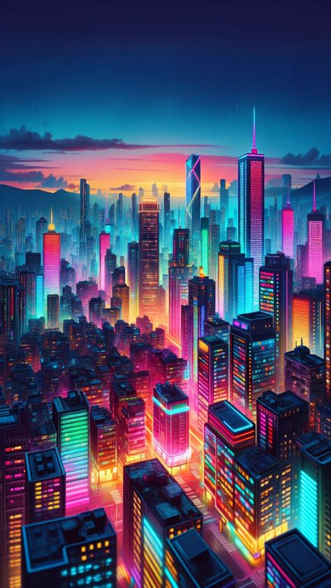 Cyberpunk Architecture, Neon City Wallpaper, Earthship Home Plans, Neon City Aesthetic Wallpaper, Arcade Aesthetic, Neon Cyberpunk Background, Digital City, Neon Backgrounds City, Futuristic Cities