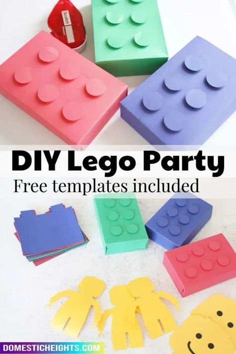 diy decor, kids lego party decorations diy lego party decorations Lego Man Template Free Printable, Lego Head Template Free Printable, Lego Paper Crafts, Diy Lego Birthday Decorations, Cricut Lego Projects, Lego Cricut Ideas, Lego Birthday Party Decorations Diy, Lego Boxes Diy, Lego Birthday Printables