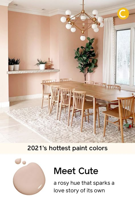 The perfect pink paint color! Like a chance encounter that makes you blush, this romantic, rosy hue will spark a love story of its own. Light Terra Cotta Paint Color Bedroom, Peachy Pink Wall Paint, Pink Kitchen Walls Paint Colors, Boho Pink Paint Colors, Warm Neutral Wall Colors, Warm Pink Paint Colors, Nude Paint Colors, Girl Room Paint Colors, Pink Interior Paint