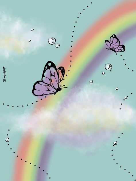 Rainbow Butterfly Painting, Rainbow Aesthetic Drawing, Rainbow Butterfly Wallpaper, Rainbows And Butterflies, Fly Drawing, Rainbow Butterflies, Fabric Panel Quilts, Art Hacks, Quote Wallpaper