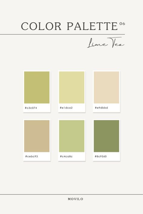 Green Color Inspiration, Tea Color Palette, Time Color Palette, Color Scheme Inspiration, Lime Tea, Tea Website, Green Branding, Canva Template Instagram, Colorful Website