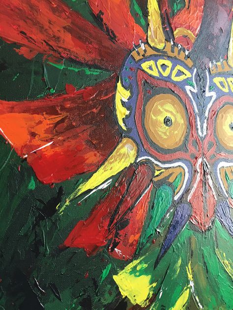 Zelda Painting, Acrylic Knife Painting, Mask Painting, Majoras Mask, Painting Easy, Knife Painting, Painting Acrylic, Painting Ideas, Acrylic Painting