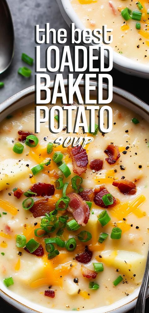 Loaded Bacon Potato Soup [50 Minutes] Toppings For Potato Soup, Healthy Hearty Winter Meals, Loaded Potato Bacon Soup, One Pot Loaded Baked Potato Soup, Small Batch Loaded Baked Potato Soup, Loaded Baked Potato Soup Chilis, Easy Cheddar Potato Soup, Loaded Baked Potato Chowder, Bake Potatoes Soup