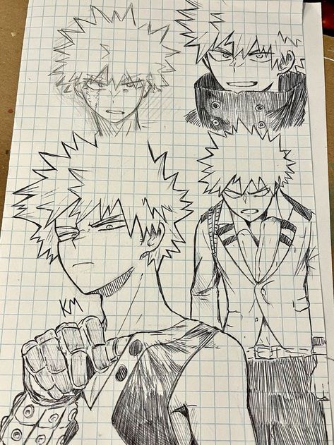 Mha Drawing Ideas, Mha Drawing Reference, Bakugo Doodle, Bakugo Drawing Sketch, Sketchbook Intro Page Ideas, Bakugo Sketch, Bakugou Sketch, Bakugou Katsuki Manga, Katsuki Bakugou Manga