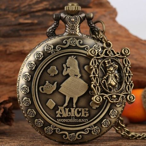 US $4.33 30％ Off | Alice in Wonderland Pocket Watch Necklace Vintage Quartz Watch Pendant Cute Princess Rabbit Accessories Jewelry Wonderland Rabbit, Alice In Wonderland Rabbit, Rabbit Accessories, Alice In Wonderland Disney, Pocket Watch Necklace, Alice In Wonderland Theme, Fob Watch, Vintage Pocket Watch, Pocket Watch Chain