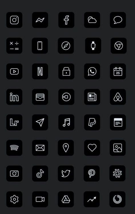 Android App Icon, Zestaw Ikon, Mobile App Icon, White Icons, Application Icon, Black App, Widget Design, Themes App, Cute App