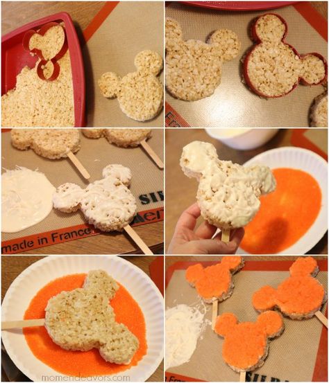 Mickey Mouse Halloween Treats, Mickey Mouse Rice Krispie Treats Diy, Disney Rice Krispy Treats Recipe, Halloween Rice Krispie Treats Meat, Disney Halloween Diy, Disney's Halloween Treat, Disney Halloween Decorations, Disney Halloween Parties, Halloween First Birthday