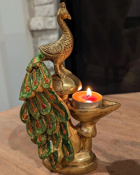 "Illuminate your home with this exquisite peacock candle holder, a perfect blend of tradition and elegance. Handcrafted with vibrant details, it’s sure to be a standout piece in any decor. Available now on Etsy! 🦚🕯️ #EtsyShop #Handcrafted #HomeDecor #Peacock Link in bio" House Dubai, Peacock Candle, Interior Design India, Copper House, Iron Steel, Design Fashion, Kuwait, Qatar, Candle Holder