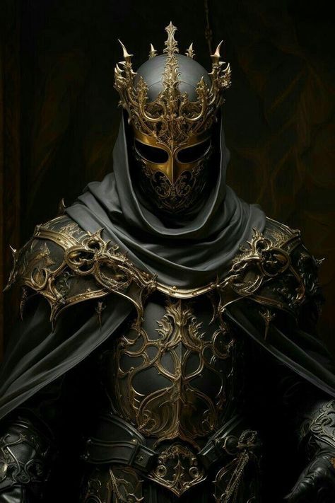 Dark Beauty Fashion, Gold Armor, Master Thesis, Inspiration Portrait, Black Armor, Warrior King, Sci-fi Armor, Ange Demon, Knight Art