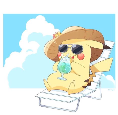 Pikachu Cute Pics, Summer Pokemon, Pokemon Summer, Draw Pikachu, Pichu Pikachu Raichu, Beautiful Pokemon, Pikachu Cute, Pikachu Raichu, Pokemon Aesthetic