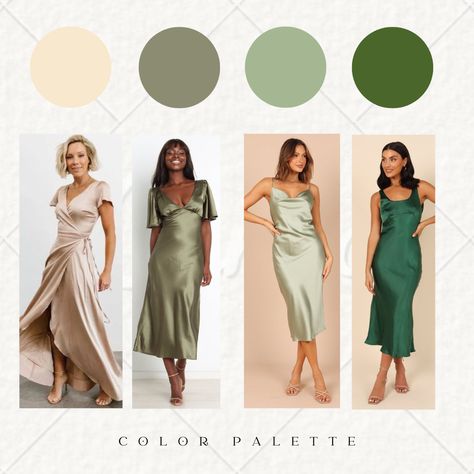 Green Gold Bridesmaid Dresses, Island Wedding Bridesmaid Dresses, Tropical Green Bridesmaid Dresses, Neutral And Green Bridesmaid Dresses, Green Bridesmaid Dresses Palette, Green Palette Bridesmaid Dresses, Summer Wedding Color Palette Bridesmaid Dress, Gold And Green Bridesmaid Dresses, Sage Green And Gold Bridesmaid Dresses