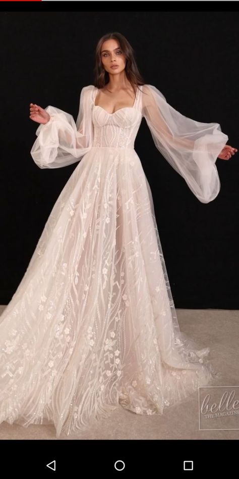 Wedding Dresses Whimsical, Fairy Wedding Dress, Wedding Dress Flowy, Wedding Gowns With Sleeves, Fairy Tale Wedding Dress, Pretty Wedding Dresses, Wedding Dresses Corset, Dream Wedding Ideas Dresses, Bridal Fashion Week