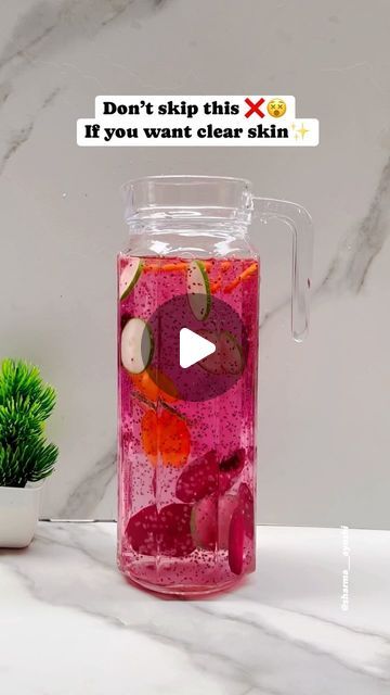 AYUSHI SHARMA on Instagram: "Don’t skip this ❌ Here is the reason why ?👇🏻 • • Ingredients :-✨ 🍠Beetroot 🍋Lemon  🥒Cucumber 🫚Ginger ( if required) 🥕Carrot ✨Chia seeds ( soak 1-2 hrs)  💦Water  • A detox drink with beetroot, carrot, cucumber, lemon, and chia seeds can promote clear skin.  ✨Beetroot and carrot provide antioxidants and vitamins for skin repair ✨Cucumber hydrates, ✨Lemon boosts collagen production ✨Chia seeds reduce inflammation and enhance hydration, resulting in a healthy, radiant complexion. • • Drink it in the morning itself Cannot be stored it’s better to drink it fresh 🌸 • So do you want to skip it now ?🫣😅 • #detoxwater#detoxdrink#summerdetoxdrink#skincaredrink#healthyskin#naturalbeauty#glowingskin#hydrations#beautyhack#healthyliving#skinhealth#naturalremedies#sk Beetroot Detox Water, Healthy Water Recipes, Detox Water For Clear Skin, Lemon Cucumber, Skip It, Healthy Water, Boost Collagen Production, Vitamins For Skin, Water Recipes