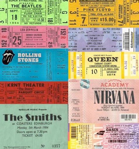 #music #nice Ticket Collage, Concert Ticket, Rolling Stones, Black And White, Concert, Collage, White, Black