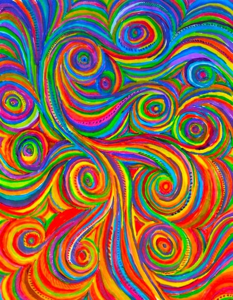 Bright swirls. Teabag Folding, Clay Cane, Rainbow Swirl, Wow Art, Arte Fantasy, School Art, World Of Color, Fractal Art, Pattern Paper