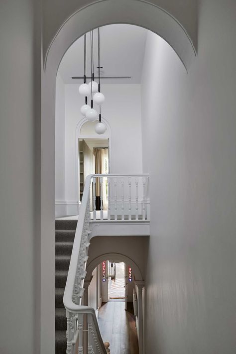 Canterbury Terrace by Albert Mo Architects - Project Feature - The Local Project - The Local Project Hall Ways Ideas, Victorian House Interiors, Stair Well, Victorian Terrace House, Track Lighting Pendants, Surry Hills, The Local Project, Recessed Downlights, Victorian Terrace