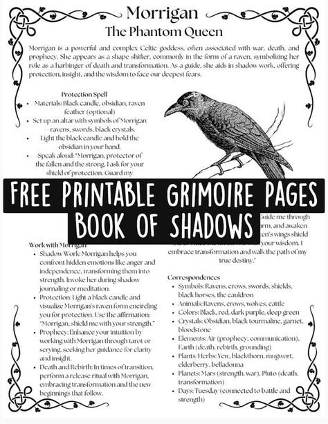 Download your free printable grimoire pages and enhance your witchcraft practice! These beautifully designed pages feature magical correspondences, spells, and rituals for everyday use. Perfect for witches, pagans, and spiritual seekers, these grimoire pages will help you document your journey and connect with your craft. Get your free download today and start building your personal Book of Shadows with ease! Wiccan Printables Free, Bos Pages Free Printable, Printable Witchcraft Pages, Grimoire Printables Free, Grimoire Book Pages, Free Witch Printables, Witch Spell Book Pages, Book Of Shadows Pdf Free, Witch Grimoire Pages