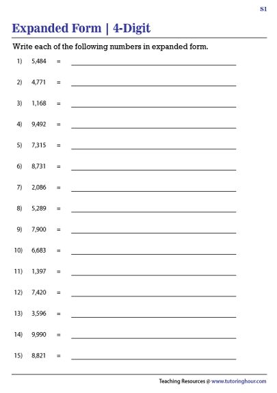 Writing 4-Digit Numbers in Expanded Form Worksheets Numbers In Expanded Form, Expanded Form Worksheets, Articles Worksheet, Expanded Notation, Expanded Form, Number System, Word Form, 2nd Grade Worksheets, Standard Form