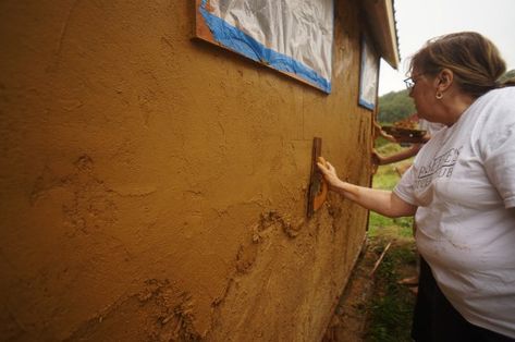 Clay Plaster: How to Make & Apply Base Coat Plaster | The Year of Mud Plaster Walls Diy, Veneer Plaster, How To Make Plaster, Mud Plaster, Underground Greenhouse, Cob Building, Drywall Mud, Natural Building Materials, Clay Plaster