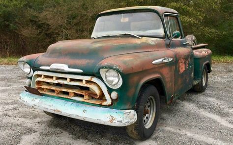 With a fairly reasonable buy-it-now price, and transportation costs thrown in at no extra charge, this 1957 Chevy pickup for sale in Georgia and listed here on... more» Chevy Pickups For Sale, Classic Trucks For Sale, 57 Chevy Trucks, Trucks Chevy, Chevy 3100, Vintage Pickup Trucks, 1957 Chevy, 57 Chevy, Pickups For Sale