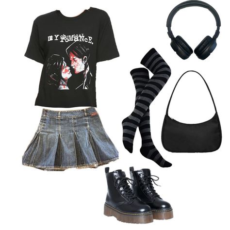 Emo Aesthetic Outfit 2000s, Emo Summer Outfits, Creepy Cute Outfits, 2005 Fashion, Outfits 2000s, Outfit Layout, Future Outfit, 2000s Fashion Outfits, Emo Outfits