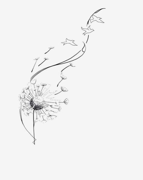 Dandelion Tattoos, Tattoo Mafia, Dandelion Tattoo Design, Feather With Birds Tattoo, Bird Tattoos For Women, Henna Style Tattoos, Bts Tattoos, Dandelion Tattoo, Mommy Tattoos