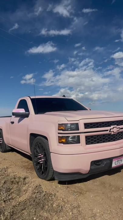 Pink Truck Chevy, Pink Pickup Truck, Low Rider Trucks, Low Rider Truck, Pink Chevy Trucks, Pink Trucks, Pink Chevy, Single Cab Trucks, Lowrider Trucks