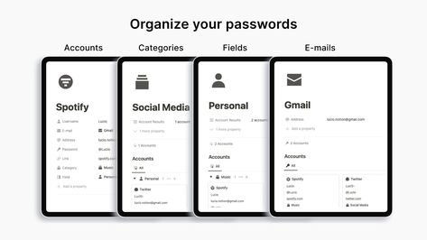 Password Management - NotionPlates Notion Password Tracker, Free Notion Templates, Password Organizer, Password Security, Password Manager, Notion Templates, Study Schedule, Online Privacy, Content Planner