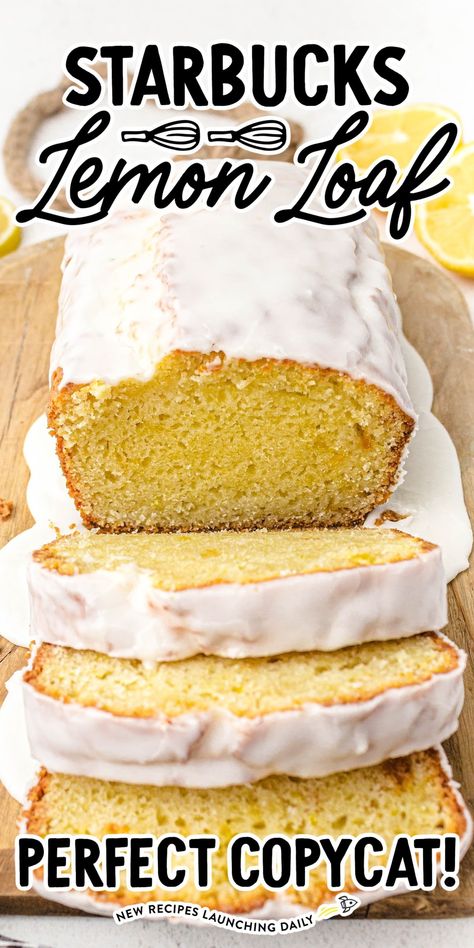 Starbucks lemon loaf is a moist, flavorful bread just bursting with delightful citrus flavor. Perfect with your cup of coffee! Spring Quick Breads, Best Lemon Loaf, Copycat Starbucks Lemon Loaf, Bread Loafs, Delicious Lemon Cake, Lemon Loaf Recipe, Starbucks Lemon Loaf, Starbucks Lemon, Citrus Cake