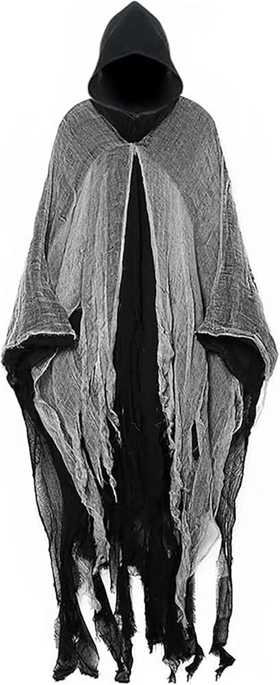 Amazon.com: Halloween Horror Grim Reaper Costume Men Scary Cloak Witch Costume Men Women Hooded Cape for Adult Cosplay Props (Grey) : Clothing, Shoes & Jewelry Grim Reaper Cloak, Grim Reaper Clothes, Hooded Gothic Cape For Costume, Black Cloak With Hood, Gothic Hooded Cape For Larp, Grim Reaper Costume, Reaper Costume, Grey Clothing, Cape Pattern