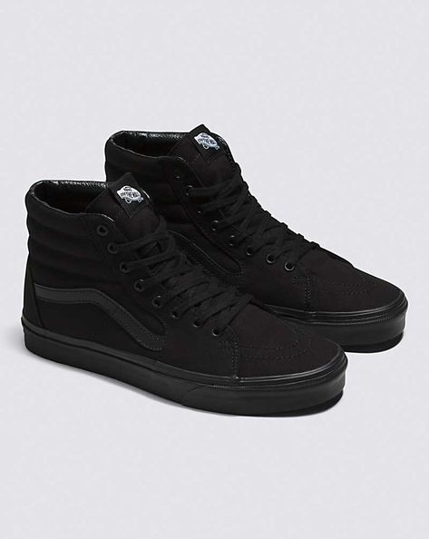 Vans | Sk8-Hi Black/Black/Black Classics Shoe Vans Sk8 Hi Platform, Vans Sk8 Hi Black, Vans Classic Old Skool, Black High Top Vans, All Black Vans, Canvas Shoe, Shoes Vans, Black Vans, Vans Sk8 Hi