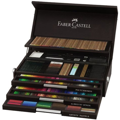 Faber Castell 250th Anniversary Collection Wooden Box found on Polyvore featuring polyvore, home, home decor, small item storage, wooden box, wood home decor, wooden home decor and wood box Faber Castell Art, Rangement Art, Charcoal Sticks, Drawing Instruments, Pitt Artist Pens, Led Pencils, Artist Pens, Albrecht Durer, Pastel Pencils