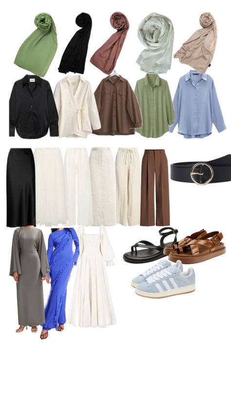 summerwardrobe Summer Hijabi, Minimal Capsule Wardrobe, Staple Wardrobe, Modesty Outfits, Outfit Travel, Cute Modest Outfits, Modest Summer Outfits, Fashion Top Outfits, Shein Outfits