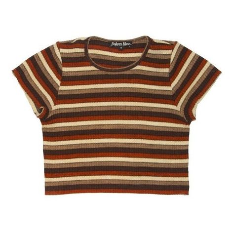 Marsha Striped Crop Top ($72) ❤ liked on Polyvore featuring tops, shirts, t-shirts, tops/shirts, striped top, stripe top, brown tops, shirt top and stripe crop top Vintage Striped Shirt, Brown Shirts, Moodboard Pngs, Png Clothes, Brown Crop Top, Vintage Crop Tops, Striped Crop Top, Top Vintage, Dream Clothes