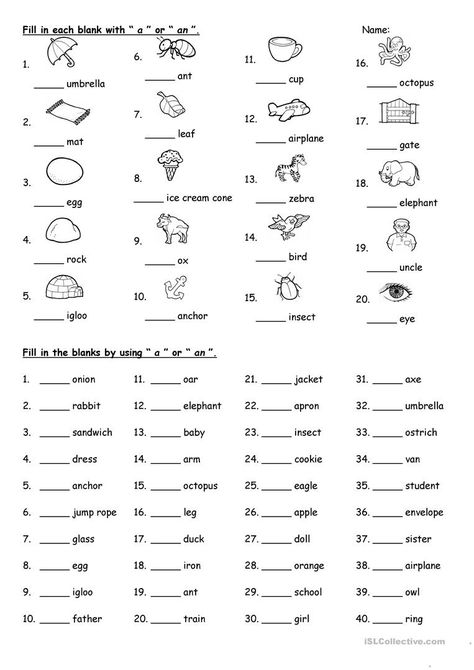 Articals Worksheet, Articles Worksheet, Articles For Kids, English Grammar Exercises, English Worksheets For Kindergarten, Grammar For Kids, English Activities For Kids, Teaching English Grammar, English Phonics