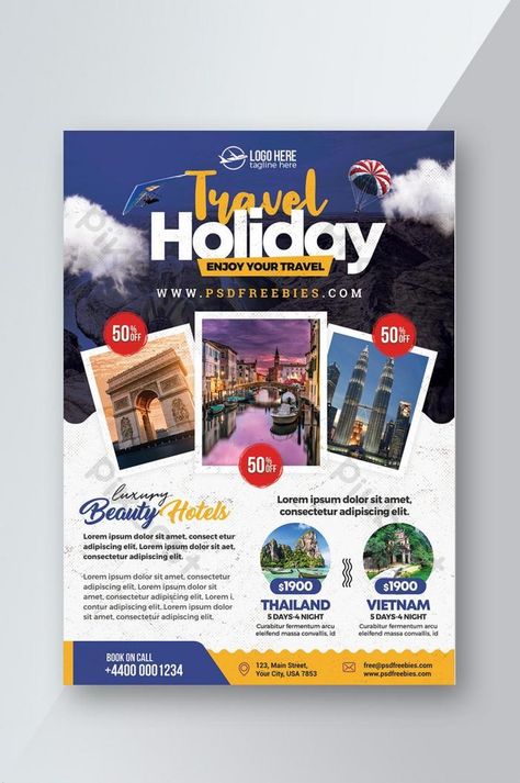 Tour Travel Flyer PSD Template#pikbest#Templates#Flyer#Others Tour Flyer, Travel Flyer, Free Brochure Template, Travel Poster Design, Flyer Design Inspiration, Travel Brochure, Travel Design, Travel And Tourism, Business Card Logo