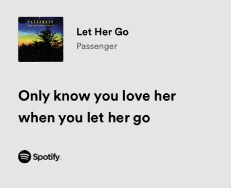 Let Her Go Spotify, Let Her Go Song, Let Her Go Quotes, Let Her Go Passenger, Let Her Go Lyrics, Passenger Let Her Go, Fav Song, Meaningful Lyrics, Go For It Quotes