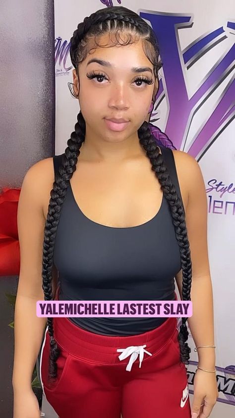 Yalemichelle lastest slay | Braided cornrow hairstyles, Hot hair styles, Weave hairstyles braided Hairstyles Two Braids, Two Braids Hairstyle, Two Braids Hairstyle Black Women, Hairstyle Black Women, Cornrows Braids For Black Women, Two Braid Hairstyles, Big Box Braids Hairstyles, Feed In Braids Hairstyles, Cute Braided Hairstyles