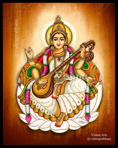 Saraswati Acrylic Painting, Tanjore Sketches, Shakthi Devi, Jagannath Temple, Mysore Painting, Transportation For Kids, Indian Traditional Paintings, Buddhist Art Drawing, Circle Mehndi