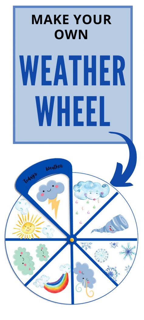 Weather Wheel - Royal Baloo Weather Printables, Weather Wheel, Storytime Activities, Weather For Kids, Weather Activities For Kids, Teaching Weather, Weather Games, Preschool Weather, Weather Vocabulary