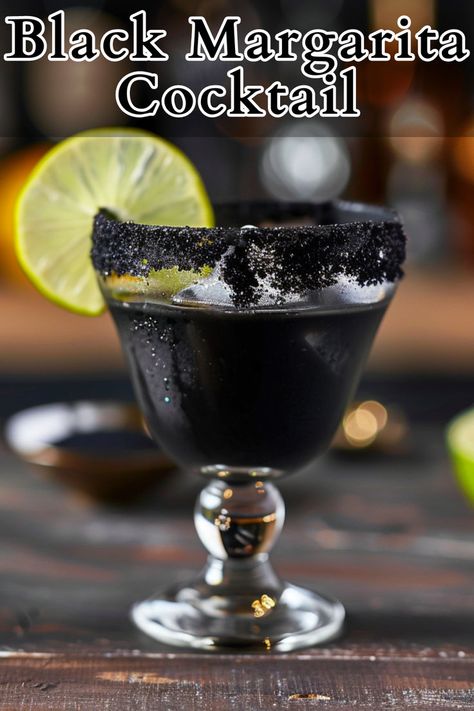 The Black Margarita, a bold and intriguing twist on the classic cocktail. This mysterious drink combines the familiar flavors of tequila, orange liqueur, lime juice, and simple syrup, with a unique addition of activated charcoal for an intense black hue. Black Margarita, Orange Simple Syrup, Most Popular Cocktails, Orange Liqueur, Tequila Drinks, Margarita Cocktail, Cocktail Recipes Easy, Long Drink, Classic Cocktail